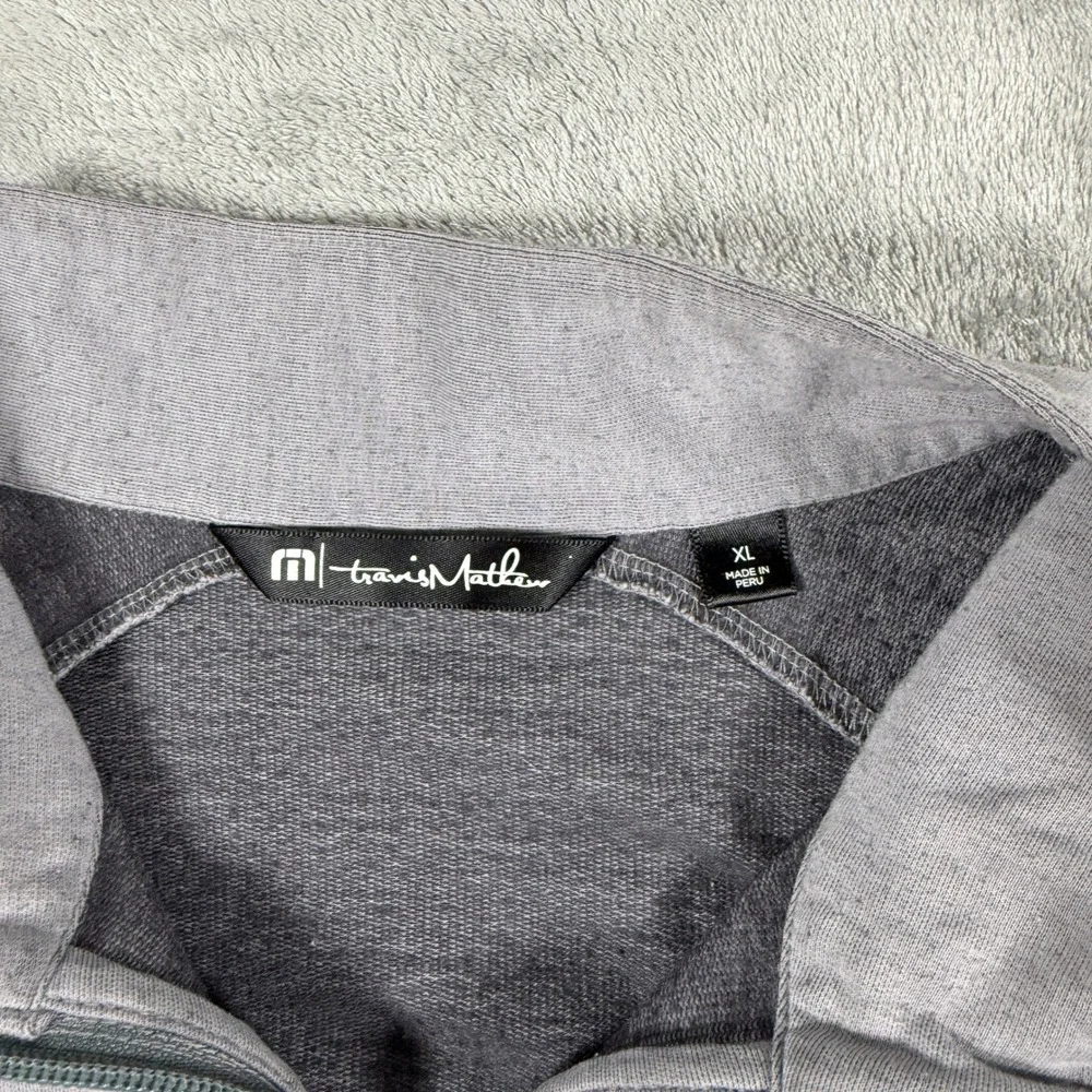 TravisMathew Mens XL Pullover Heather Grey Quarter-Zip Pima Cotton Blend Raglan